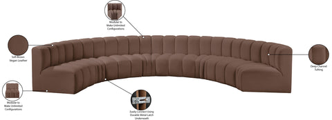 Briar Brown 162 Vegan Leather Upholstered Modular Sectional, 8-Piece