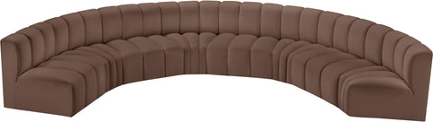 Briar Brown 162 Vegan Leather Upholstered Modular Sectional, 8-Piece