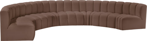 Briar Brown 162 Vegan Leather Upholstered Modular Sectional, 8-Piece