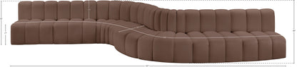 Zara Brown Faux Leather Modular Sofa S8C