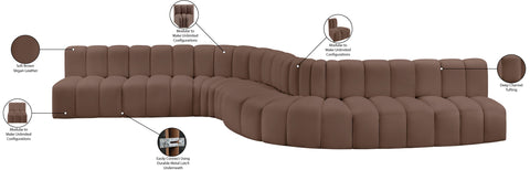 Briar Brown 197 Vegan Leather Upholstered Modular Sectional, 8-Piece
