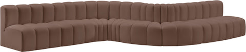 Briar Brown 197 Vegan Leather Upholstered Modular Sectional, 8-Piece