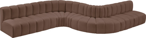 Briar Brown 197 Vegan Leather Upholstered Modular Sectional, 8-Piece