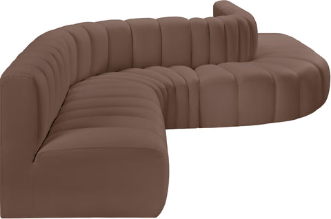 Briar Brown 197 Vegan Leather Upholstered Modular Sectional, 8-Piece