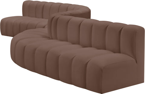 Briar Brown 197 Vegan Leather Upholstered Modular Sectional, 8-Piece