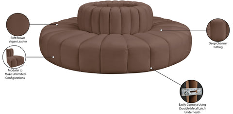 Briar Brown 90 Vegan Leather Upholstered Modular Sectional, 8-Piece