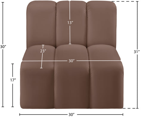 Briar Brown Vegan Leather Upholstered Modular Straight Chair, 1 Piece