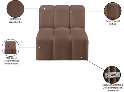 Briar Brown Vegan Leather Upholstered Modular Straight Chair, 1 Piece