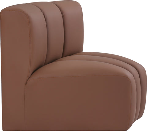 Briar Cognac Vegan Leather Upholstered Modular Curved Corner Chair, 1 Piece
