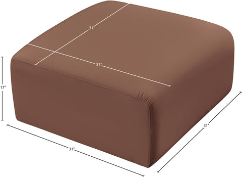 Briar Cognac Vegan Leather Upholstered Modular Ottoman, 1 Piece