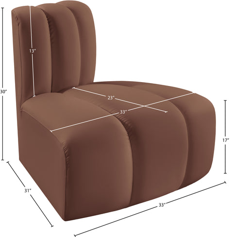 Briar Cognac Vegan Leather Upholstered Modular Reverse Corner Chair, 1 Piece