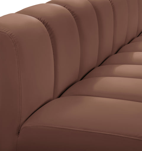 Briar Cognac Vegan Leather Upholstered Modular Reverse Corner Chair, 1 Piece