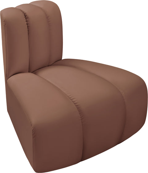 Briar Cognac Vegan Leather Upholstered Modular Reverse Corner Chair, 1 Piece