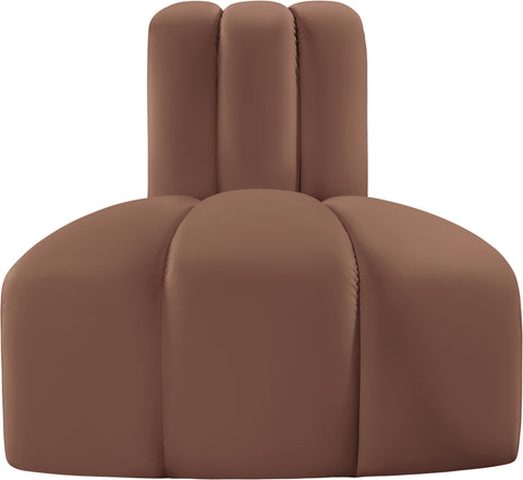 Briar Cognac Vegan Leather Upholstered Modular Reverse Corner Chair, 1 Piece