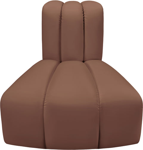 Briar Cognac Vegan Leather Upholstered Modular Reverse Corner Chair, 1 Piece