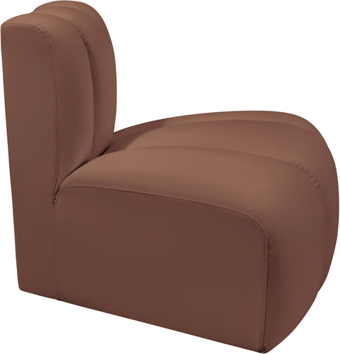 Briar Cognac Vegan Leather Upholstered Modular Reverse Corner Chair, 1 Piece