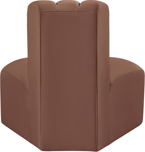 Briar Cognac Vegan Leather Upholstered Modular Reverse Corner Chair, 1 Piece