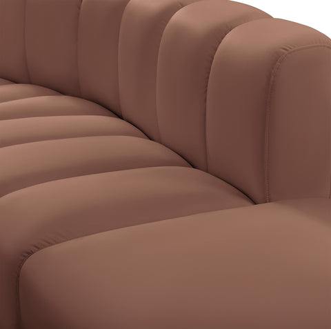 Briar Cognac Vegan Leather Upholstered Modular Reverse Corner Chair, 1 Piece