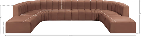 Yara 161" Cognac Vegan Leather Upholstered Sectional, 10-Piece