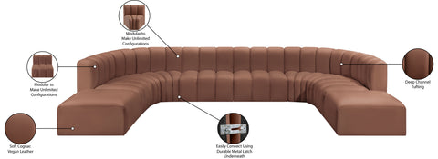 Yara 161" Cognac Vegan Leather Upholstered Sectional, 10-Piece
