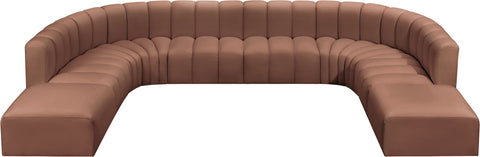 Yara 161" Cognac Vegan Leather Upholstered Sectional, 10-Piece