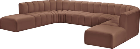 Yara 161" Cognac Vegan Leather Upholstered Sectional, 10-Piece