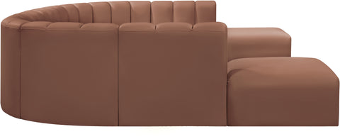Yara 161" Cognac Vegan Leather Upholstered Sectional, 10-Piece