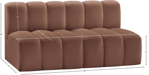 Briar Cognac 60 Vegan Leather Upholstered Modular Sectional , 2-Piece (Style 1)