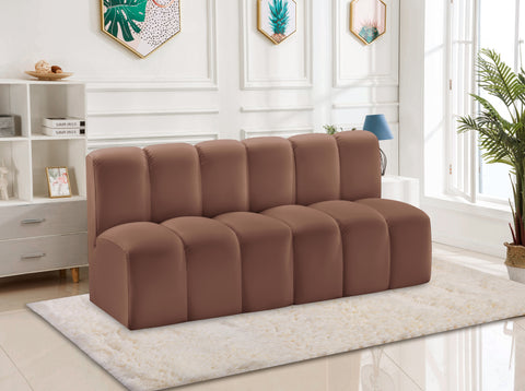 Briar Cognac 60 Vegan Leather Upholstered Modular Sectional , 2-Piece (Style 1)