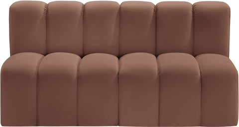 Briar Cognac 60 Vegan Leather Upholstered Modular Sectional , 2-Piece (Style 1)