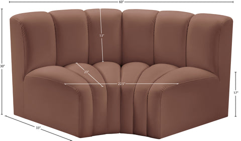 Briar Cognac 60 Vegan Leather Upholstered Modular Sectional , 2-Piece (Style 2)