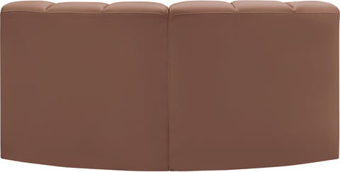 Briar Cognac 60 Vegan Leather Upholstered Modular Sectional , 2-Piece (Style 2)