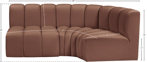 Briar Cognac 84 Vegan Leather Upholstered Modular Sectional, 3-Piece