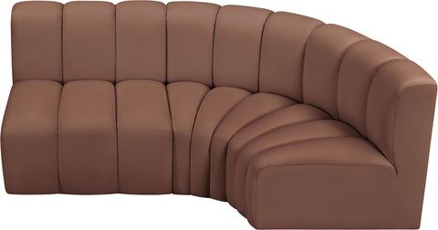 Briar Cognac 84 Vegan Leather Upholstered Modular Sectional, 3-Piece
