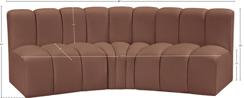 Yara 86" Cognac Vegan Leather Upholstered Sectional, 3-Piece