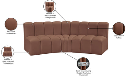 Zara Cognac Faux Leather Modular Sofa S3B