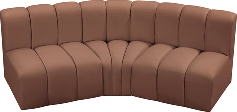 Yara 86" Cognac Vegan Leather Upholstered Sectional, 3-Piece