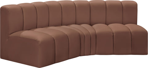 Yara 86" Cognac Vegan Leather Upholstered Sectional, 3-Piece