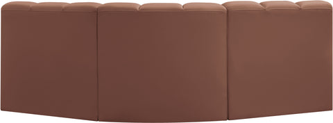 Yara 86" Cognac Vegan Leather Upholstered Sectional, 3-Piece