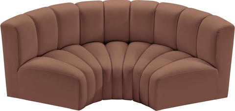 Yara 80" Cognac Vegan Leather Upholstered Sectional, 3-Piece