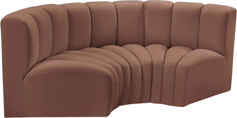 Yara 80" Cognac Vegan Leather Upholstered Sectional, 3-Piece