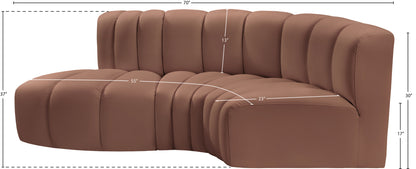 Zara Cognac Faux Leather Modular Sofa S3D