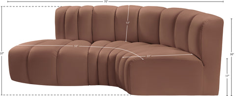 Briar Cognac 70 Vegan Leather Upholstered Modular Sectional, 3-Piece