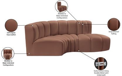 Zara Cognac Faux Leather Modular Sofa S3D