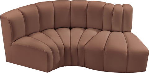 Briar Cognac 70 Vegan Leather Upholstered Modular Sectional, 3-Piece