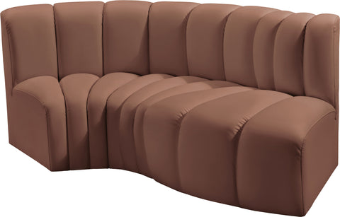 Briar Cognac 70 Vegan Leather Upholstered Modular Sectional, 3-Piece