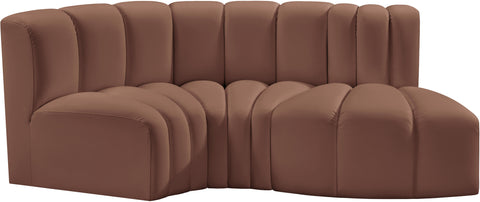 Briar Cognac 70 Vegan Leather Upholstered Modular Sectional, 3-Piece