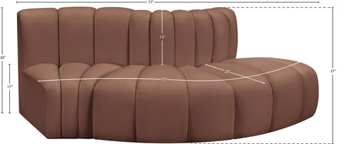 Briar Cognac 77 Vegan Leather Upholstered Modular Sectional, 3-Piece