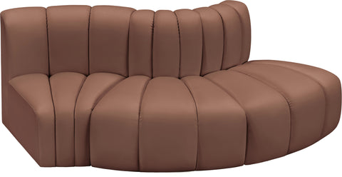 Briar Cognac 77 Vegan Leather Upholstered Modular Sectional, 3-Piece