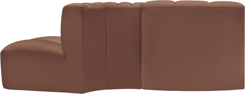 Briar Cognac 77 Vegan Leather Upholstered Modular Sectional, 3-Piece